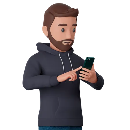 Man using smartphone  3D Illustration