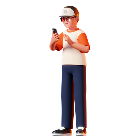 Man Using Smartphone Pose  3D Illustration