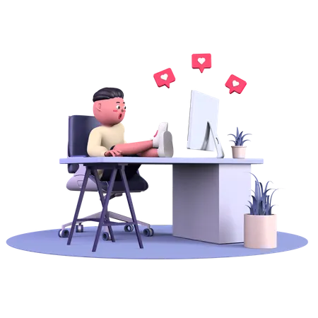 Man using social media  3D Illustration