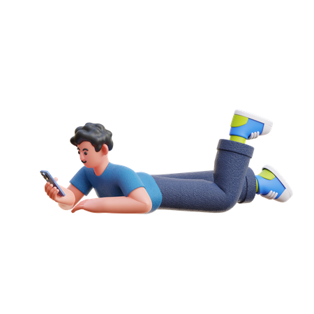 Man using social media on phone  3D Icon