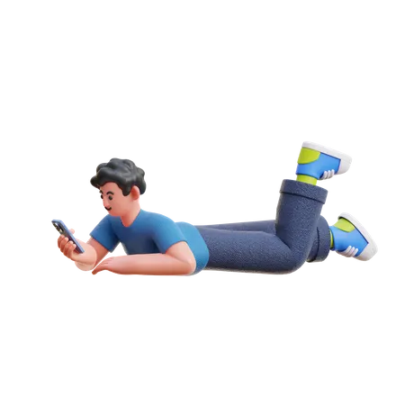 Man using social media on phone  3D Illustration