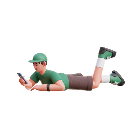 Man using social media on phone  3D Illustration