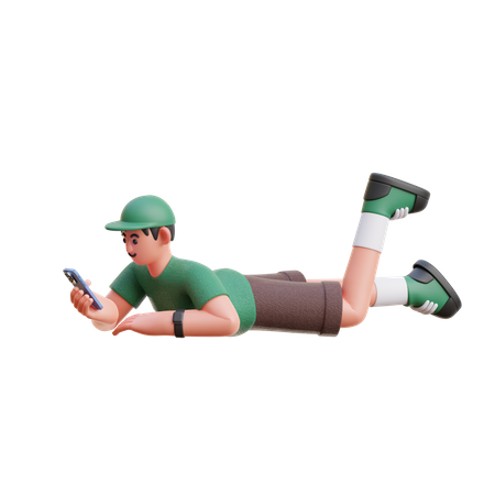 Man using social media on phone 3D Illustration