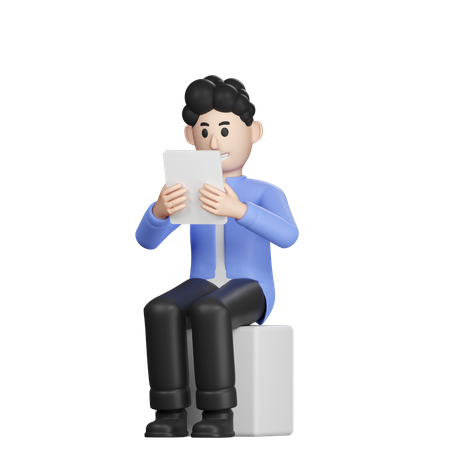 Man using tablet  3D Illustration