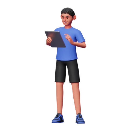 Man Using Tablet  3D Illustration