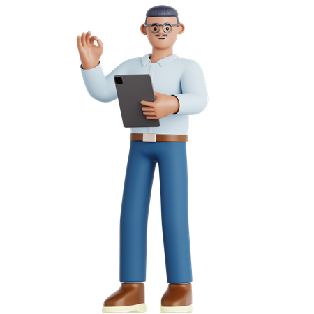 Man Using Tablet  3D Illustration