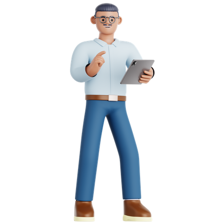 Man Using Tablet  3D Illustration