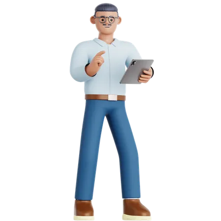 Man Using Tablet  3D Illustration