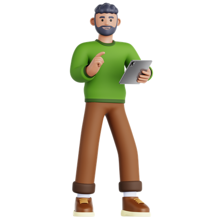 Man Using Tablet  3D Illustration