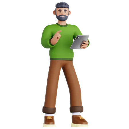 Man Using Tablet  3D Illustration