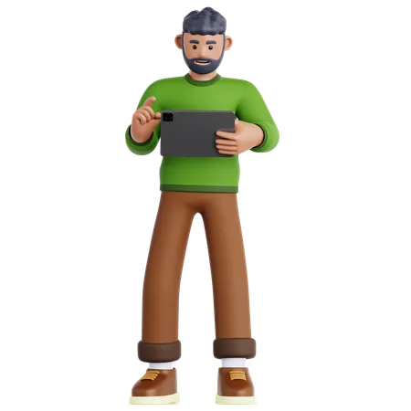 Man Using Tablet  3D Illustration