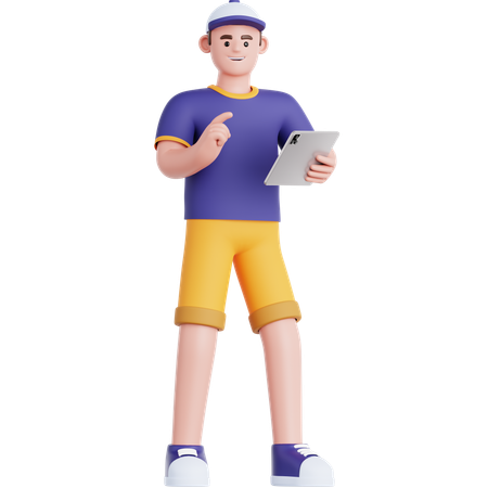 Man Using Tablet  3D Illustration