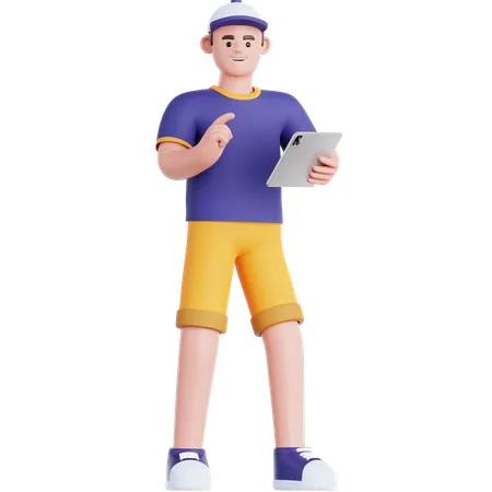 Man Using Tablet  3D Illustration