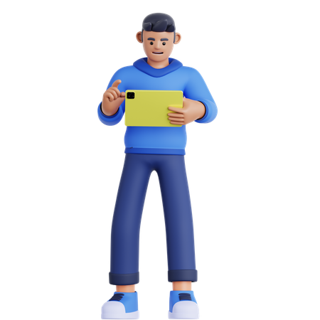 Man Using Tablet  3D Illustration