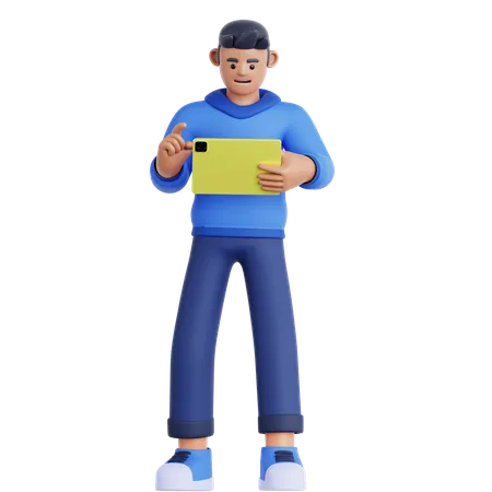 Man Using Tablet  3D Illustration