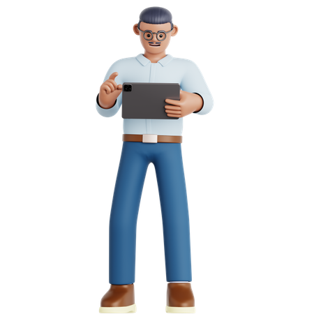 Man Using Tablet  3D Illustration