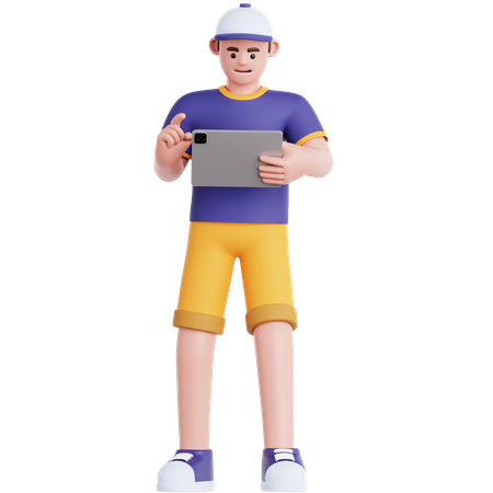 Man Using Tablet  3D Illustration