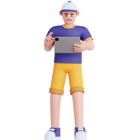 Man Using Tablet  3D Illustration