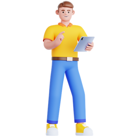 Man Using Tablet  3D Illustration