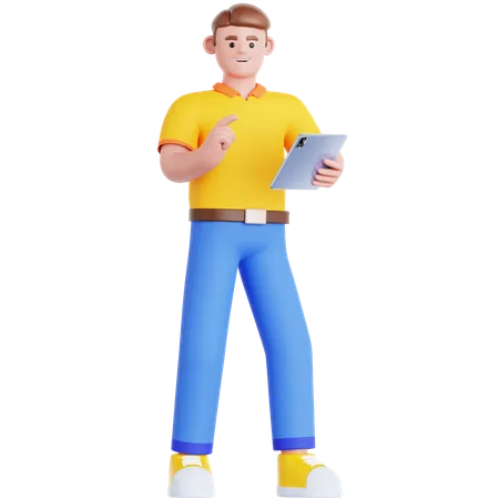 Man Using Tablet  3D Illustration