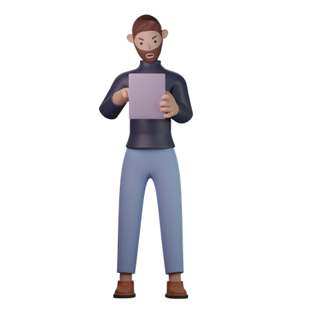 Man using tablet  3D Illustration