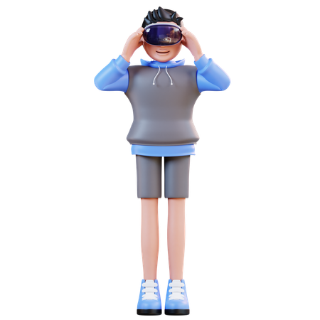 Man Using Virtual Reality  3D Illustration