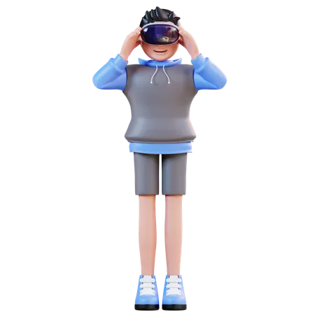 3 D Illustration Man Using Virtual Reality 3D Illustration