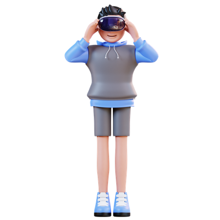 Man Using Virtual Reality  3D Illustration