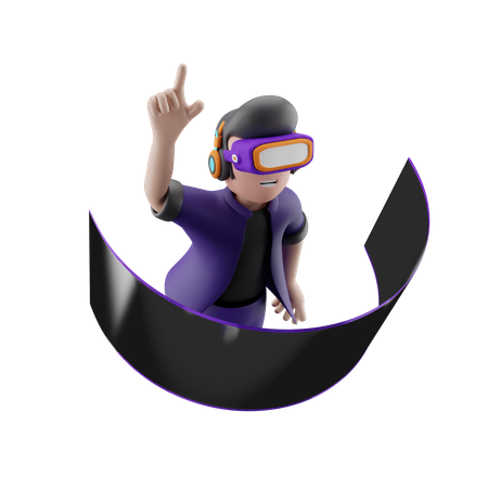 Man Using Virtual Reality Glasses  3D Illustration