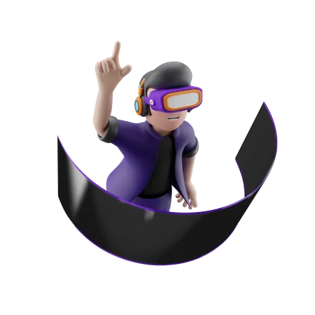 Man Using Virtual Reality Glasses  3D Illustration