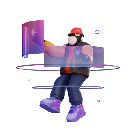 Man using VR  3D Illustration