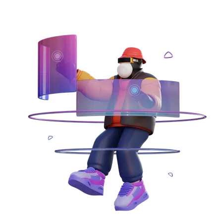 Man using VR  3D Illustration