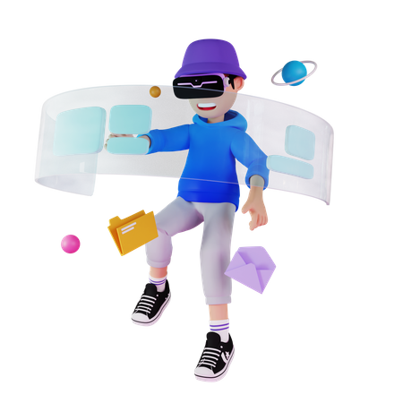 Man using VR tech  3D Illustration