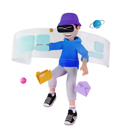 Man using VR tech  3D Illustration