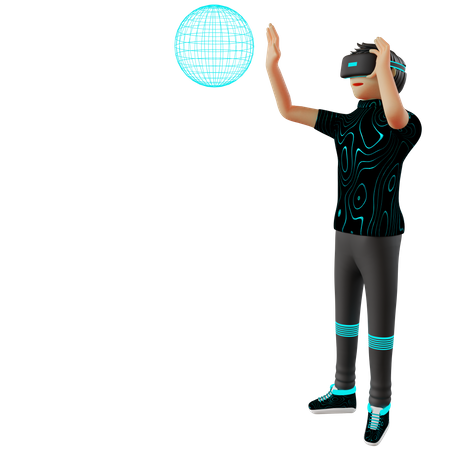 Man using VR tech  3D Illustration