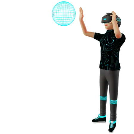 Man using VR tech 3D Illustration