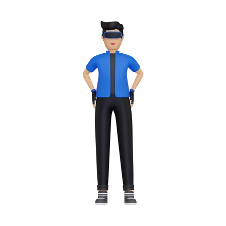 Man using VR tools  3D Illustration