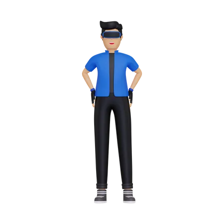 Man using VR tools 3D Illustration