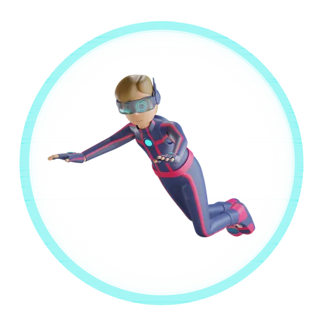 Man virtual flying with metaverse 3D Illustration