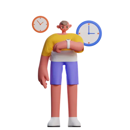 Man Waiting For Package  3D Illustration