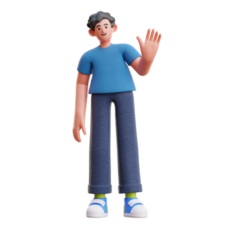 Man waiving hand  3D Illustration