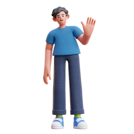 Man waiving hand  3D Illustration