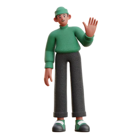 Man waiving hand  3D Illustration