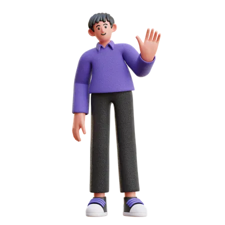 Man waiving hand  3D Illustration