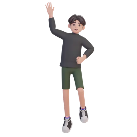 Man Waiving Hand  3D Illustration