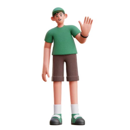 Man waiving hand  3D Illustration