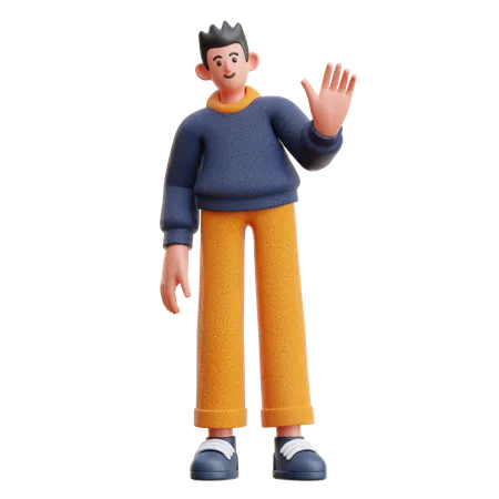 Man waiving hand  3D Illustration