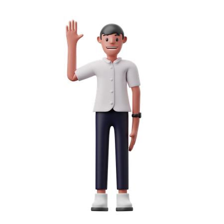 Man waiving hand  3D Illustration