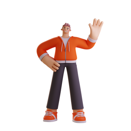 Man waiving hand  3D Illustration