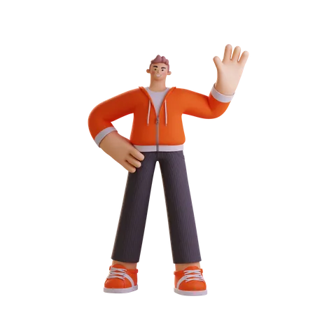 Man waiving hand  3D Illustration